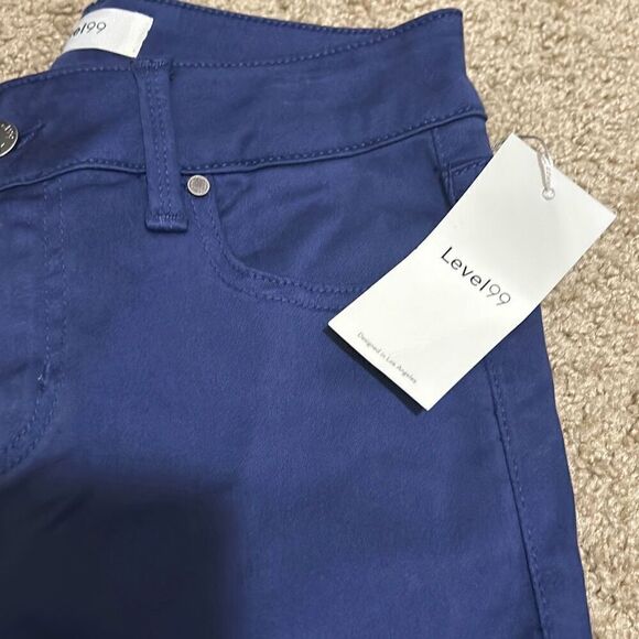 Level 99 Womens 26 Janice Midrise Ultra Skinny Jean Solid Blue Stretch Denim New - Picture 2 of 9